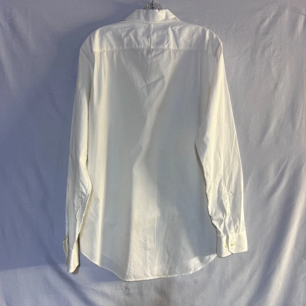 Banana Republic Embroidered Shirt Mens M Cream Classic Fit Guayabera Coastal